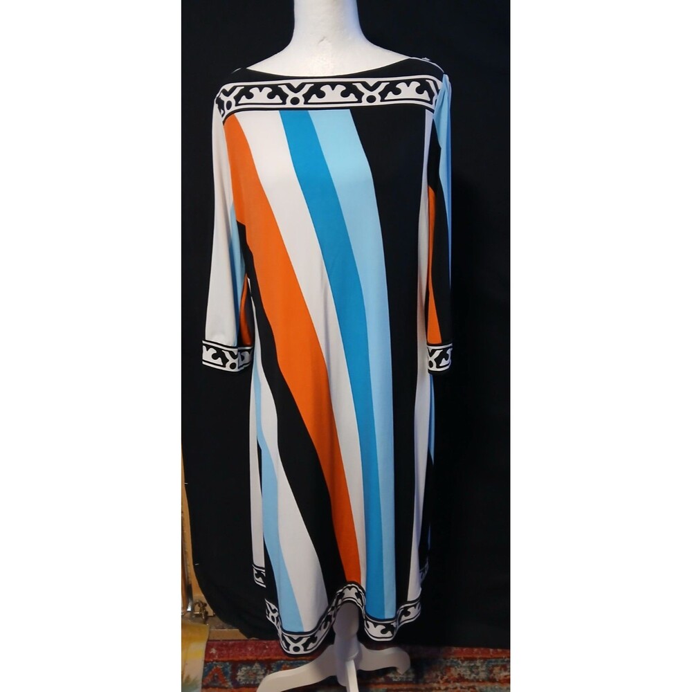 Madison Geometric Pattern Long Sleeve Midi Dress NWOT Medium